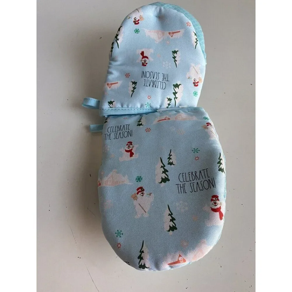 2 Pack Rae‎ Dunn Oven Mitts Frosty The Snowman Celebrate The Season Holiday NEW